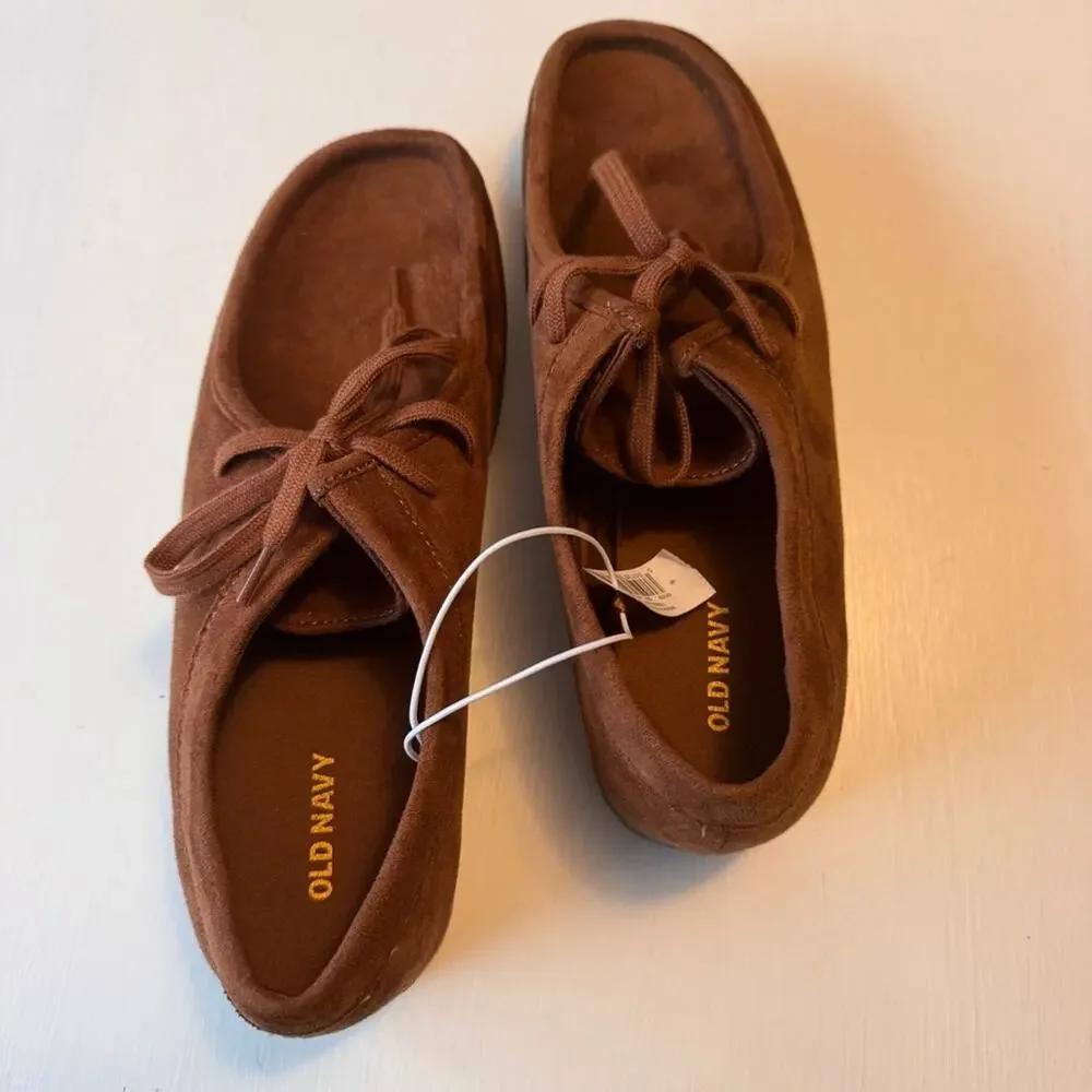 Old Navy Derby Chukka Style Hazelnut Suede Shoes Lace Up Ankle Boots Sz 9 NWT